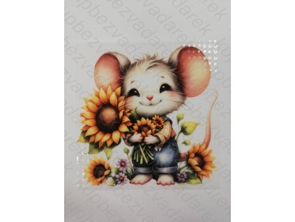 Nažehlovací obrázek na folii Myška se slunečnicí č.4 13 x 13,5 cm