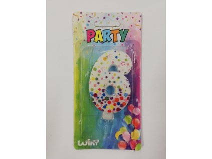 Party svíčka puntíky číslo 6