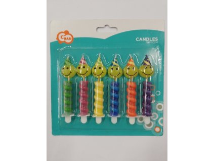 Dortové svíčky smajlíci 6 ks v balení