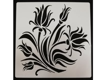 Šablona plastová pro kreativní tvoření - 15 x 15 - Květiny č.1