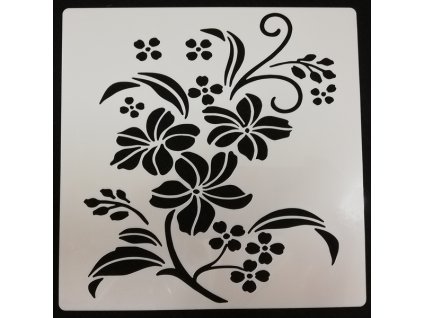 Šablona plastová pro kreativní tvoření - 15 x 15 - Květiny č.2