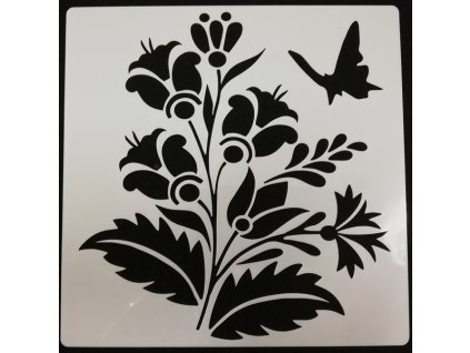 Šablona plastová pro kreativní tvoření - 15 x 15 - Květiny č.3