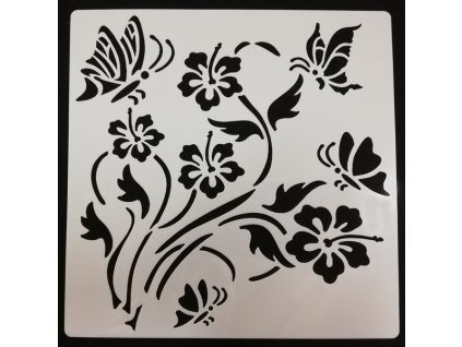 Šablona plastová pro kreativní tvoření - 15 x 15 - Květiny č.6