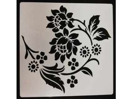 Šablona plastová pro kreativní tvoření - 15 x 15 - Květiny č.9
