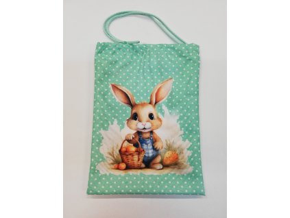 Stahovací pytlík digitální tisk 27 x 20 cm zajíček na tyrkysové