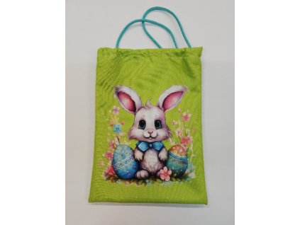 Stahovací pytlík digitální tisk 27 x 20 cm zajíček na zelené