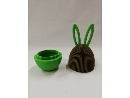 Velikonoční dekorace výtisk 3D 13 x 6 zajíc kinder zeleno khaki 2