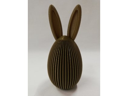 Velikonoční dekorace výtisk 3D 13 x 6 cm ušaté vejce khaki