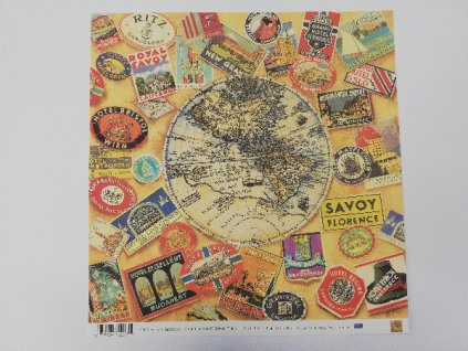 Scrapbooking papír 30x30 cm Okolo světa