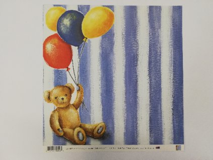 Scrapbooking papír 30x30 cm Modrý medvídek