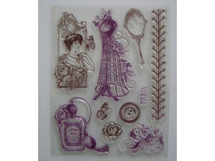 Razítko z polymeru transparentní sada 14 x 18 cm Vintage rose