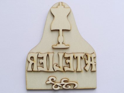 Razítko z překližky Atelier s ornamentem 9 cm