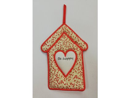 Látkový domeček plochý č.4 krémový s červeným okrajem Be Happy