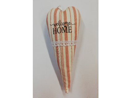 Látkové srdce č.4 červený Welcome Home