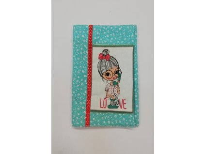 Obal na knihu nebo diář 15,5 x 21,5 cm holčička LOVE s telefonem