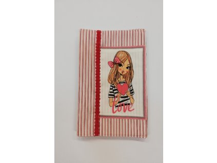Obal na knihu nebo diář 15,5 x 21,5 cm holčička LOVE se srdcem