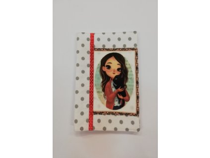 Obal na knihu nebo diář 15,5 x 21,5 cm holčička s kočičkou