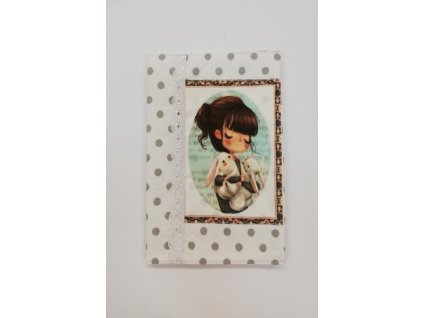 Obal na knihu nebo diář 15,5 x 21,5 cm holčička s králíčky