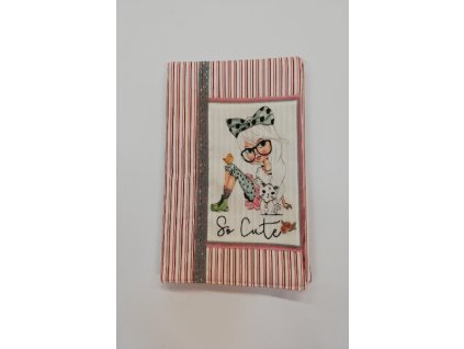 Obal na knihu nebo diář 15,5 x 21,5 cm holčička s puntíkatou mašlí