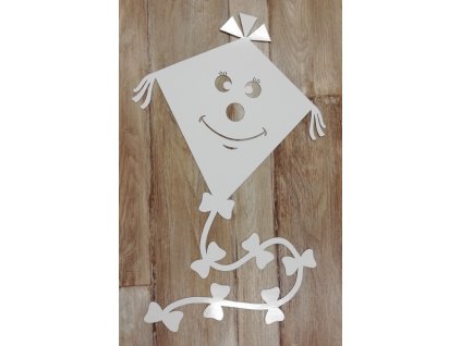 Bílý výřez na okno létající drak 50cm