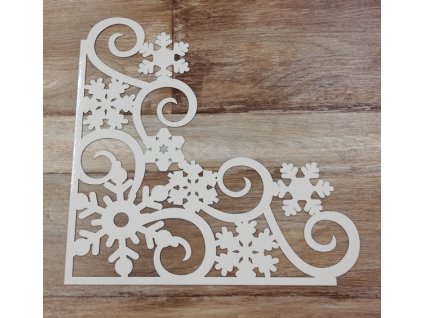 Bílý výřez na okno vločky rohové