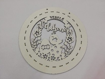 Šablona pro pletení věnce kruh bílý Veselé Velikonce 28 cm