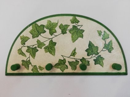 Věšáček na klíče půlkruh břečťan zelený