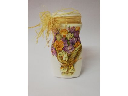 Dekorační skleněná váza krokusy