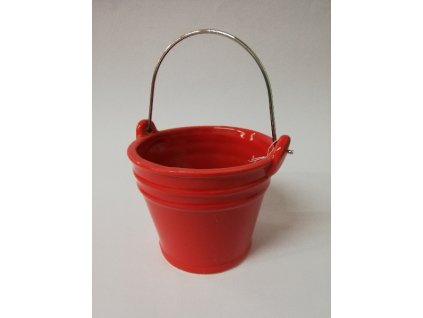 Keramický kbelík dekorační červený