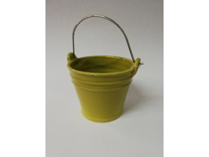 Keramický kbelík dekorační zelený