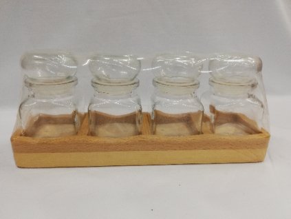 Sada kořenek s uzávěry + dřevěný stojánek