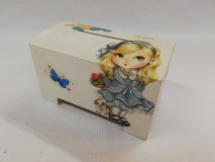 Dřevěná kasička Holčička