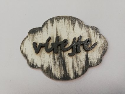 Dřevěná dekorace bílá se šedou patinou VÍTEJTE