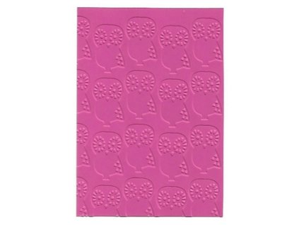 Embosovaná karta sovičky tm.růžová
