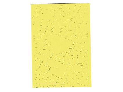 Embosovaná karta srdce žlutá