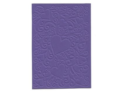 Embosovaná karta srdce fialová