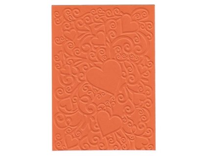 Embosovaná karta srdce oranžová