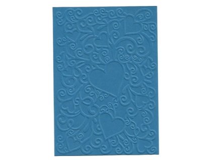 Embosovaná karta srdce modrá