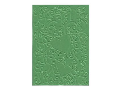 Embosovaná karta srdce tm.zelená