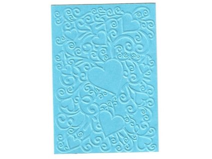 Embosovaná karta srdce sv.modrá