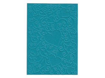 Embosovaná karta srdce tyrkys