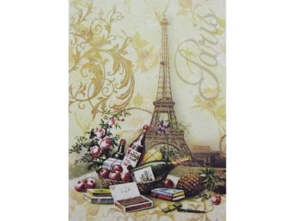 Rýžový papír A4 pro tvoření Dárkový koš před Eiffelovkou R333