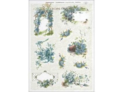 Rýžový papír A4 pro tvoření Pomněnky R357