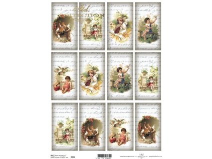 Rýžový papír A4 pro tvoření Písmo, andílci R532