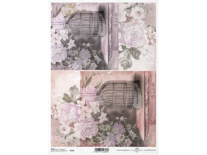 Rýžový papír A4 pro tvoření Stůl, klícka, květiny, 2 motivy R764