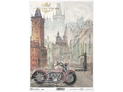 Rýžový papír A4 pro tvoření Prague, motorka R877