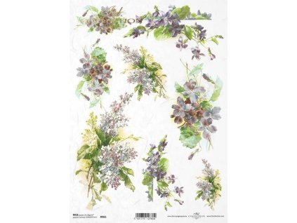 Rýžový papír A4 pro tvoření Květiny R965