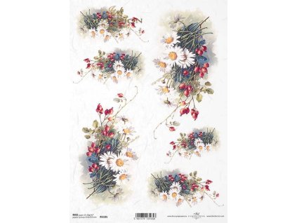 Rýžový papír A4 pro tvoření Šípek, heřmánek R1101