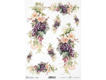 Rýžový papír A4 pro tvoření Růže, hrozny R1102