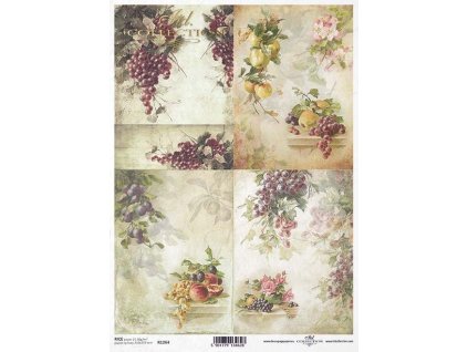 Rýžový papír A4 pro tvoření Ovoce, hrozno R1264